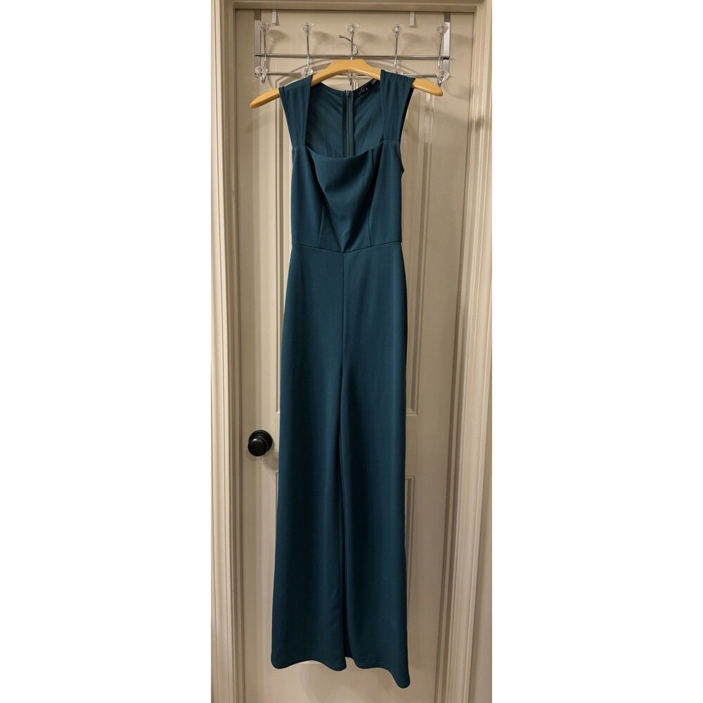 Lulus Jumpsuit Women’s Green Sleeveless Square Neck Wide Leg Pantsuit Size XS